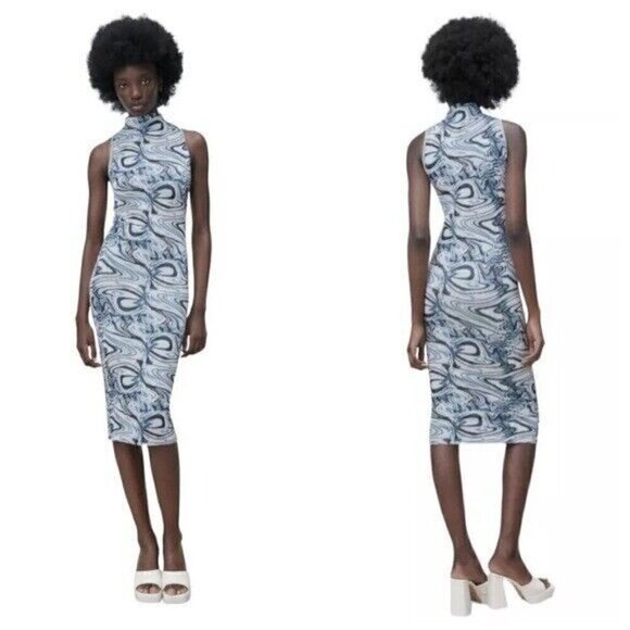 Zara Cut-Out Jacquard Dress Size Small Bloggers Favorite - Picture 1 of 13